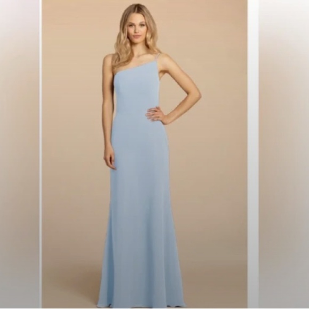 Hayley Paige One Shoulder Gown in Oasis
